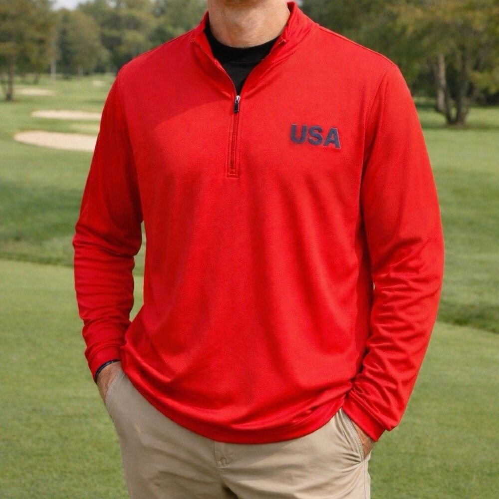 Team USA Adidas 1/4 Zip Pullover Warm Up USA Mens M Olympics